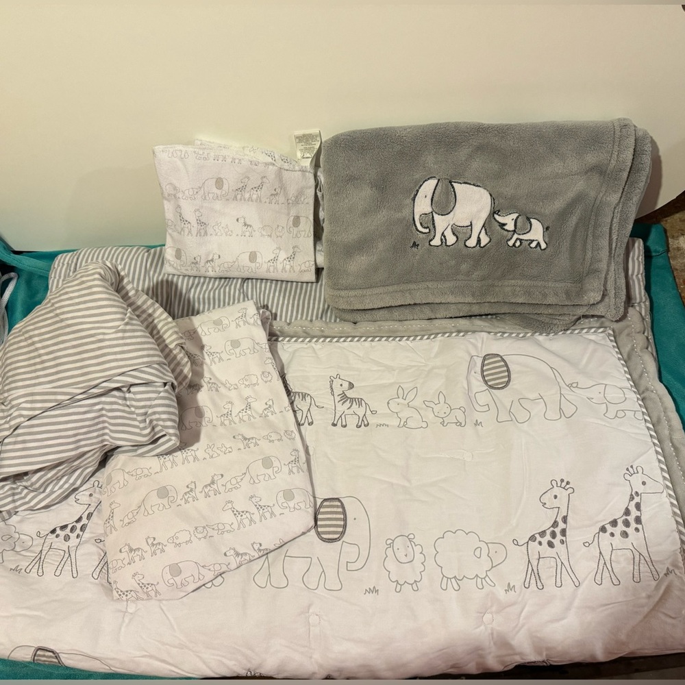 Elephant/ Animal Nursery Crib Set